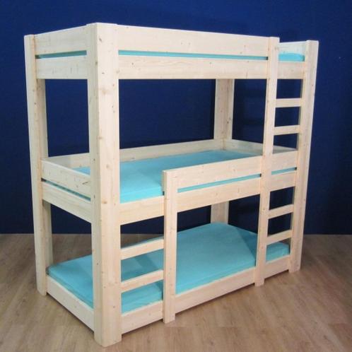 houten Stapelbed 3 BEDDEN HOOG in 16 matrasmaten mogelijk, Kinderen en Baby's, Kinderkamer | Stapelbedden en Hoogslapers, Nieuw