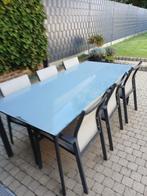 Tuintafel met zes stoelen, Tuin en Terras, Tuintafels, Ophalen, Gebruikt, Rechthoekig, Aluminium