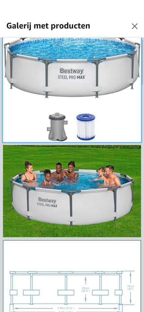 Bestway Steel Pro MAX Frame Pool Ø 305 x 76cm, Tuin en Terras, Zwembaden, Gebruikt, Opzetzwembad, Minder dan 80 cm, 200 tot 400 cm