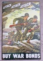 WO2 War Bonds Propaganda USA Metalen Wandbord, Envoi, Neuf