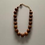 Ketting met houten parels, Handtassen en Accessoires, Ophalen, Met hanger, Kunststof, Bruin
