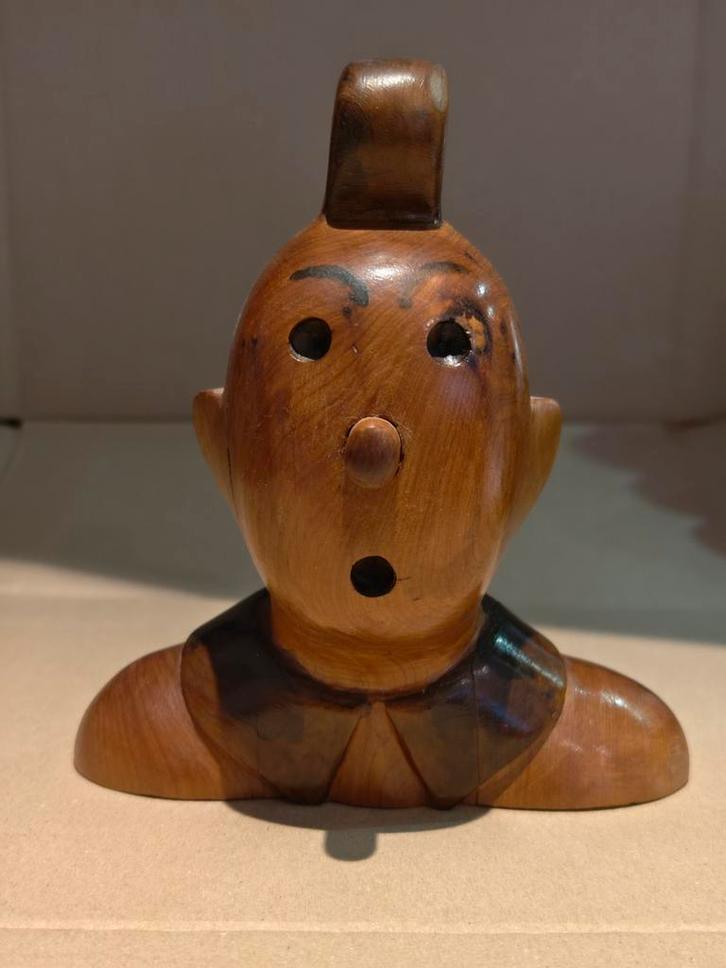 Buste de Tintin en bois, Antiek en Kunst, Kunst | Beelden en Houtsnijwerken, Ophalen