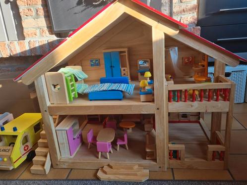 Groot houten poppenhuis Pintoy, Kinderen en Baby's, Speelgoed | Poppenhuizen, Gebruikt, Poppenhuis, Ophalen