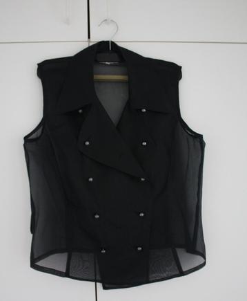 Feestelijke, zijden zwarte blouse  - maat 40