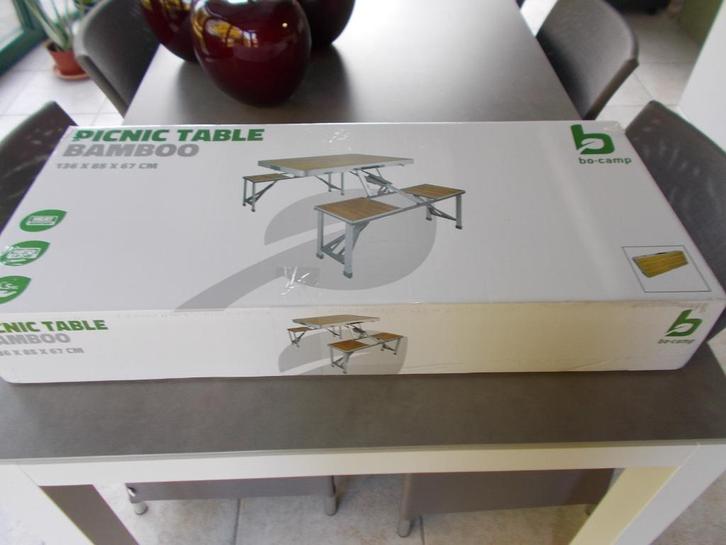 picknicktafel bamboo van merk bopal opplooibaar, Caravans en Kamperen, Kampeermeubelen, Ophalen