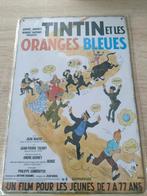 Tintin kuifje Hergé plaque métallique oranges bleues, Comme neuf, Tintin, Autres types, Enlèvement ou Envoi