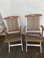 Chaises de jardin(4) pliables en bois exotique + 2 fauteuils, Inklapbaar, Teakhout, Gebruikt