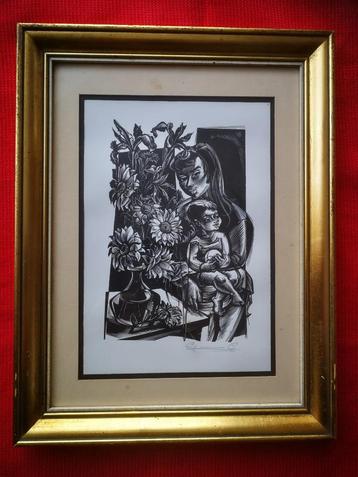 Houtgravure van Gerard Gaudaen. beschikbaar voor biedingen