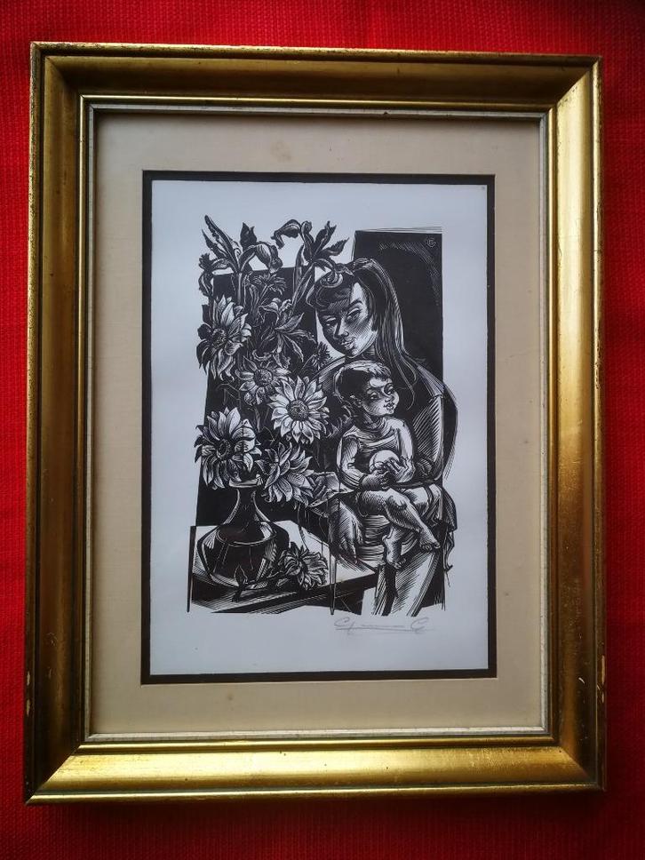 Houtgravure van Gerard Gaudaen., Antiek en Kunst, Kunst | Etsen en Gravures, Ophalen of Verzenden