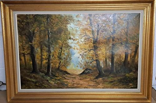 Forest Trail - HST - 110 x 70 cm HC - Gesigneerd, Antiek en Kunst, Kunst | Schilderijen | Klassiek, Ophalen