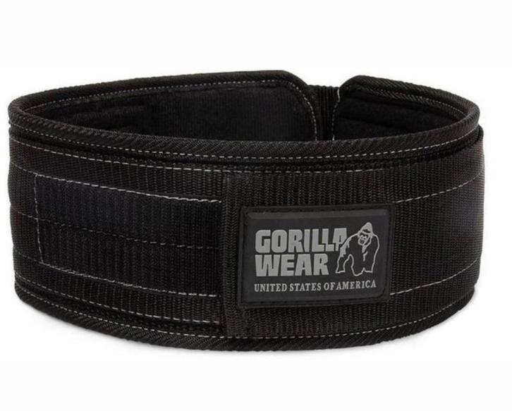 Gorilla Wear 4 inch Nylon Belt - Lifting Belt - S/M - Zwart, Sports & Fitness, Équipement de fitness, Comme neuf, Autres types