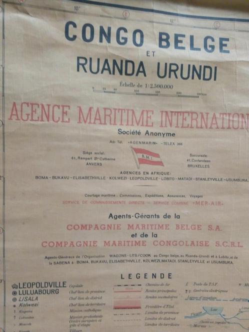 Carte Congo Belge  Compagnie Maritime Belge Belgique, Livres, Atlas & Cartes géographiques, Utilisé, Autres régions, Envoi