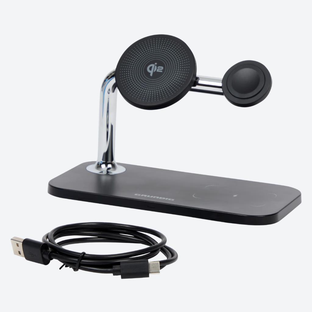 Grundig 3 in 1 draadloze oplader, Telecommunicatie, Mobiele telefoons | Telefoon-opladers, Nieuw, Apple iPhone, Ophalen of Verzenden