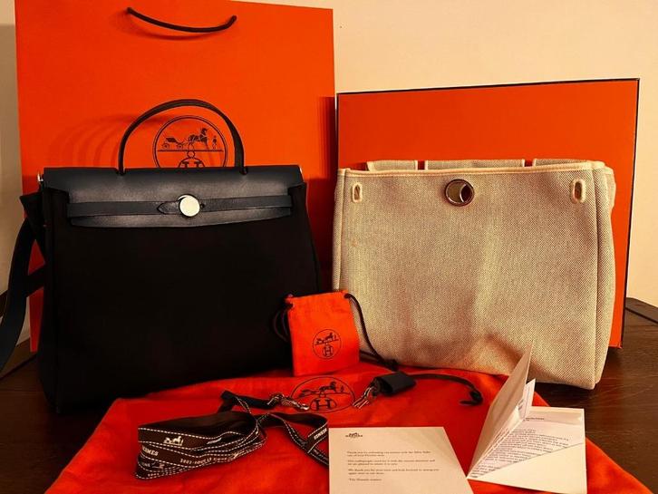 2002 Hermes Herbag, Handtassen en Accessoires, Tassen | Damestassen, Zo goed als nieuw, Handtas, Blauw, Ophalen of Verzenden