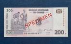 Congo   200 Francs 2007  UNC.  SPECIMEN !!!, Los biljet, Ophalen of Verzenden
