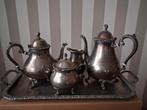 Compleet verzilverd theeservies met dienblad – 2 potten, sui, Antiquités & Art, Antiquités | Services (vaisselle) complet, Enlèvement