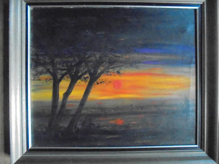 Alice van Meirvenne  Landschap  Valavond, Antiek en Kunst, Kunst | Schilderijen | Klassiek, Verzenden