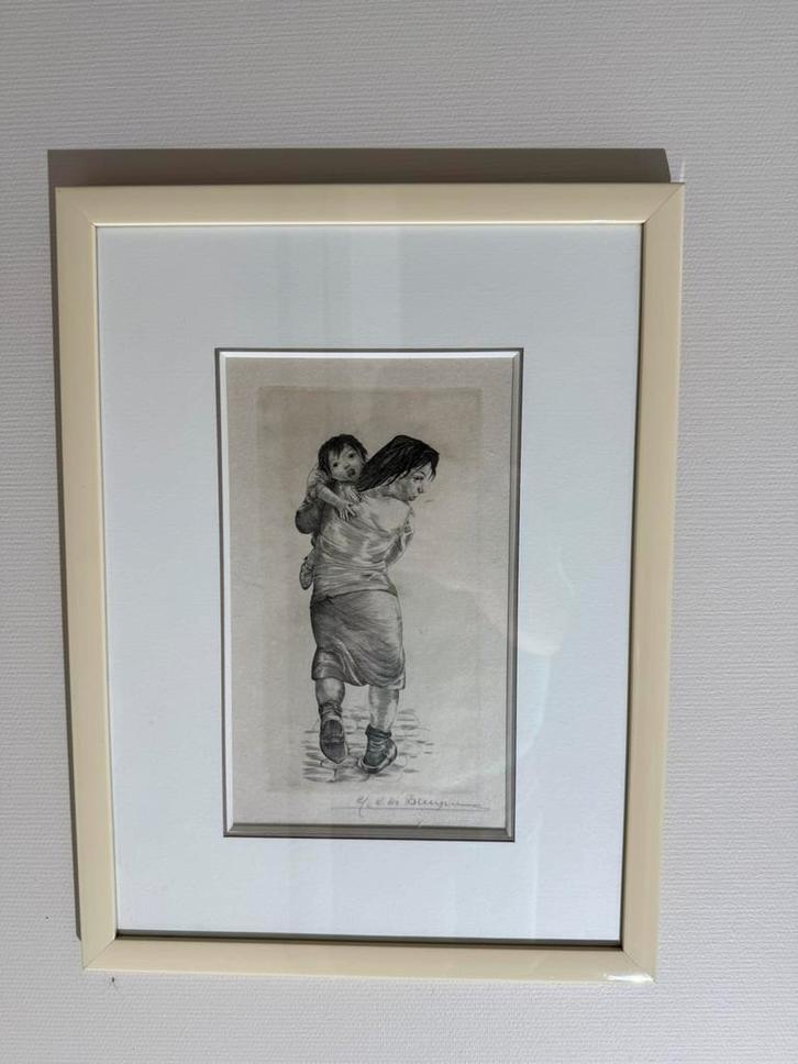 Burijngravure “Havenmeisje” – Gustaaf De Bruyne (1954), Antiek en Kunst, Kunst | Etsen en Gravures, Ophalen