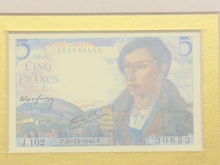 5 Francs biljet (Banque de France, 23-12-1943), Postzegels en Munten, Bankbiljetten | Europa | Niet-Eurobiljetten, Los biljet
