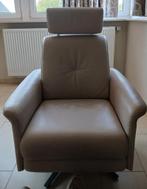 Manuele relax-zetel. Grijs leder., Huis en Inrichting, Fauteuils, Ophalen, Zo goed als nieuw