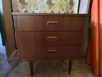 Petite commode 3 tiroirs vintage, 3 ou 4 tiroirs, 25 à 50 cm, Moins de 100 cm, Utilisé