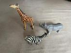 3 figurines savane Schleich: Girafe, zèbre et rhinocéros, Enlèvement, Utilisé