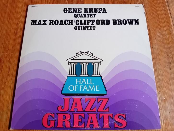 LP Gene Krupa Quartet + Max Roach / C. Brown "Jazz Greats", Cd's en Dvd's, Vinyl | Jazz en Blues, Gebruikt, Jazz, 1960 tot 1980