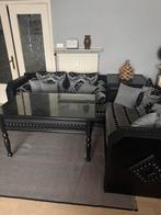 Marokkaanse sedari – zwart | 2 banken + tafel + opbergbox, Huis en Inrichting, Ophalen