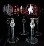 Roemer 5 grote bordeauxrood geslepen kristallen glazen, Antiek en Kunst, Ophalen of Verzenden
