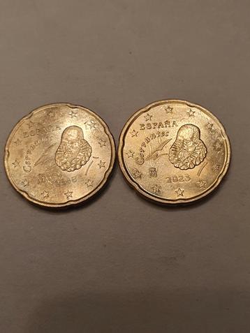 2 munten van 20 cent van Spanje zie beschrijving, Enlèvement ou Envoi, Espagne, Autres valeurs, Série
