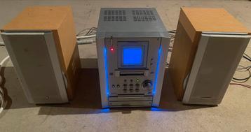 Radio/CD/cassette Panasonic, LED bleue, 2 boîtiers