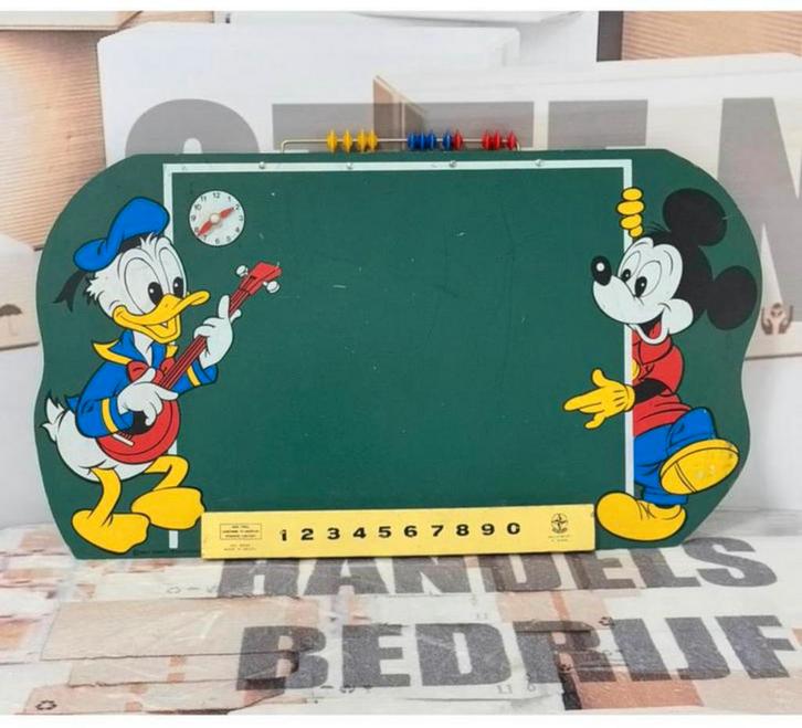 1990 Disney leisteen schoolbord klok telraam krijtbord XL, Verzamelen, Disney, Gebruikt, Donald Duck, Ophalen of Verzenden
