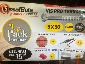 Kit d'installation terrasse avec 600 vis en acier inoxydable, Enlèvement, Neuf