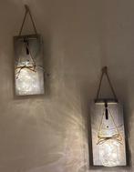 Verlichting in glazen bokaal met bevestiging, Huis en Inrichting, Lampen | Wandlampen, Ophalen, Zo goed als nieuw