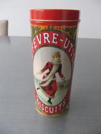 antieke blikken koekjesdoos, cilindervormige doos,..., Enlèvement ou Envoi, Utilisé, Biscuits, Autres marques
