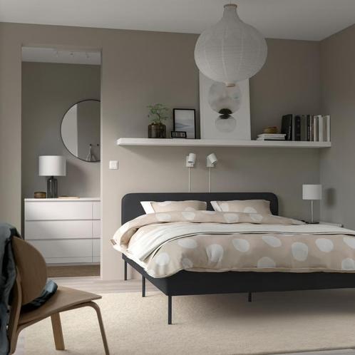 Bed frame (IKEA SLATTUM black), Huis en Inrichting, Slaapkamer | Bedden, Nieuw, Tweepersoons, 140 cm, 200 cm, Stof, Zwart, Ophalen of Verzenden
