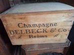 Oude houten champagnekist Delbeck Reims, Verzamelen, Wijnen, Ophalen of Verzenden, Gebruikt, Frankrijk, Champagne