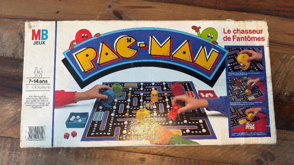 Jeu de plateau Vintage Pac-Man 1982 — MB — Rétro, Trois ou quatre joueurs, Enlèvement ou Envoi, Utilisé, MB