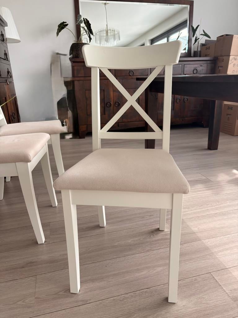 IKEA Ingolf 6 eetkamerstoelen, Comme neuf, Enlèvement, Cinq, Six Chaises ou plus, Blanc