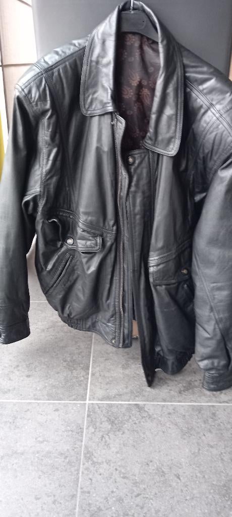 lederen heren jas, Ophalen, Zo goed als nieuw, Maat 52/54 (L), Zwart