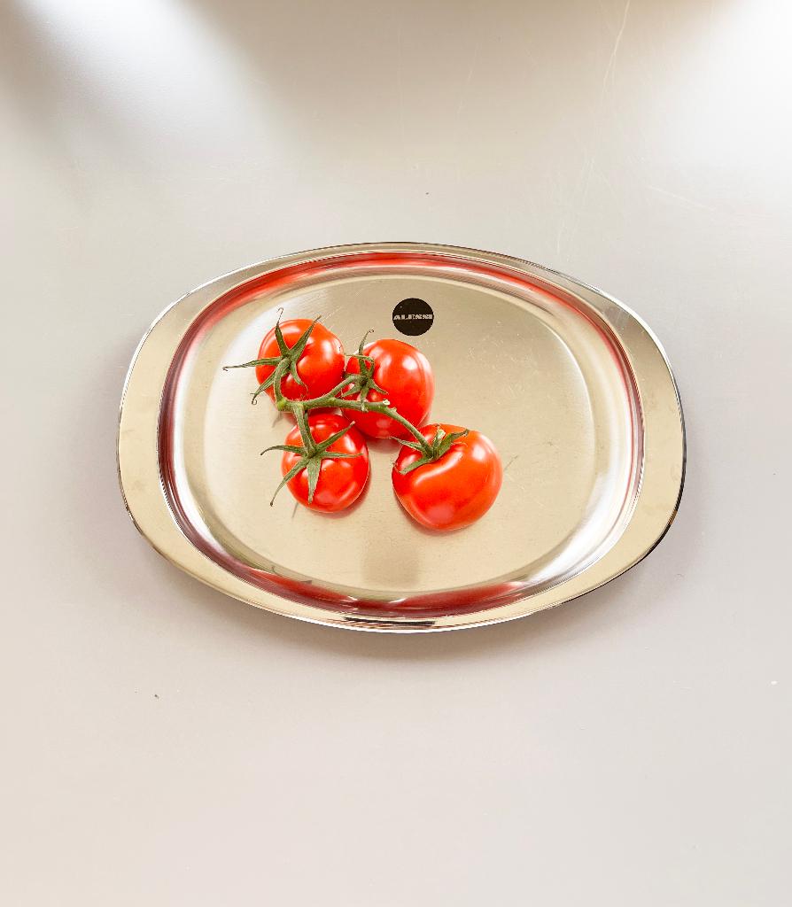 Alessi vintage design schaal Avio 1961, Huis en Inrichting, Woonaccessoires | Dienbladen, Gebruikt, Metaal, Ovaal, Ophalen of Verzenden