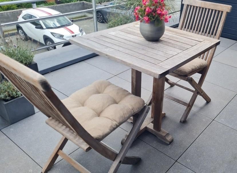 Tuinset teak met 2 stoelen., Ophalen, Tuinset