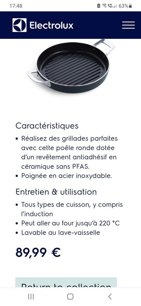 Poele grill electrolux, Maison & Meubles, Enlèvement ou Envoi