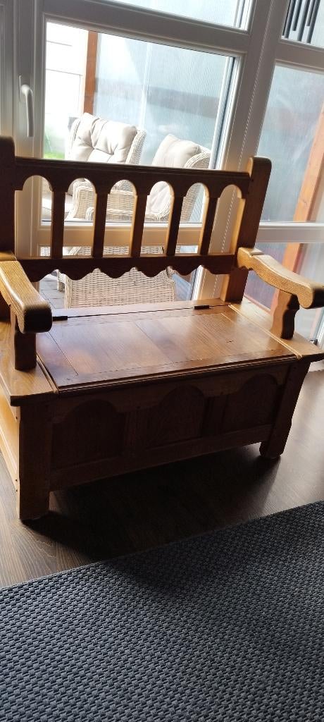 banc avec bac de rangement chêne, Antiquités & Art, Enlèvement