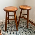 Paire de tabourets/tables d'appoint vintage en bois massif, Enlèvement ou Envoi