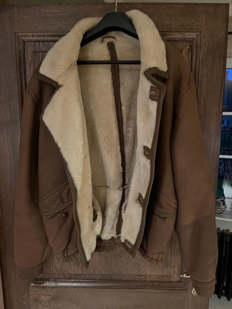 Mouton herenjas, bruin,vervaardigd van hoogwaardig lamspels, Kleding | Heren, Jassen | Winter, Zo goed als nieuw, Maat 56/58 (XL)