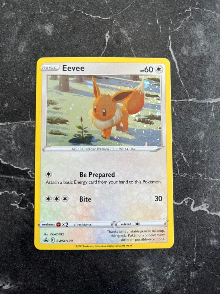 Eevee SWSH190 Holo Promo Sword & Shield Promo Pokemon, Ophalen of Verzenden, Zo goed als nieuw