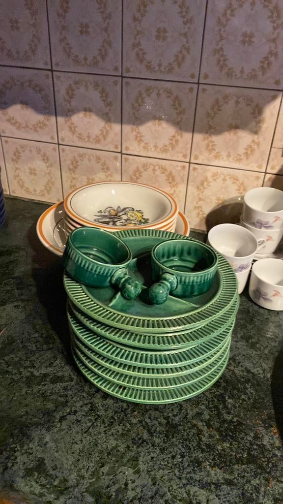 Fondue borden + saus kommetjes, Antiek en Kunst, Ophalen