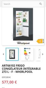 Frigo avec congélateur intégrable 178cm WHIRLPOOL, Neuf, 160 cm ou plus, Enlèvement, 200 litres ou plus