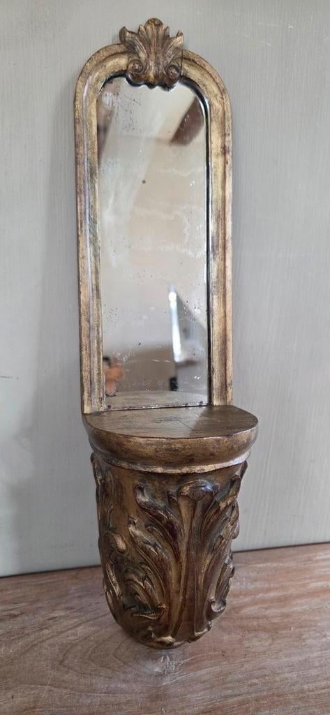 Console murale ancienne en bois avec miroir4, Antiquités & Art, Enlèvement ou Envoi